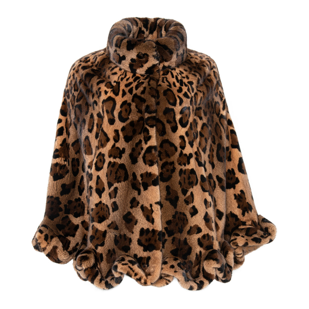 Gabriela Blue Iris Mink Cape with Hood