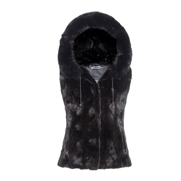 Valerie Mink Hooded Vest with Fox Fur Trim – Wolfie Premium Outerwear