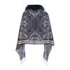 SHANNA Printed shawl with premium fox trim