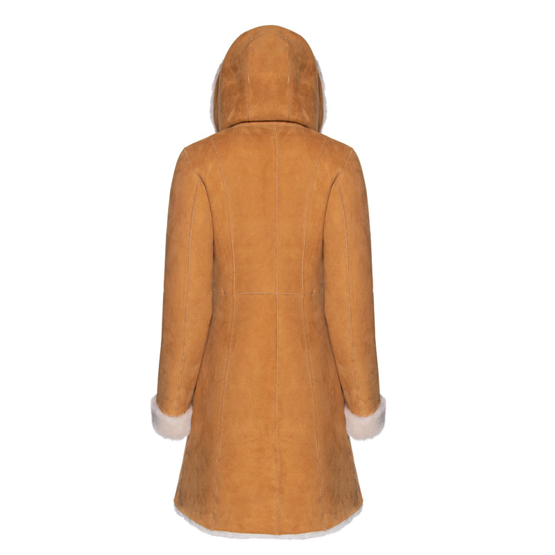 Abrigo con capucha de piel de cordero SANTA FE