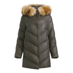 ERIKA Chevron Quilted Leather Puffer Coat