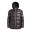 TYSON Men Hooded Leather Puffer Jacket