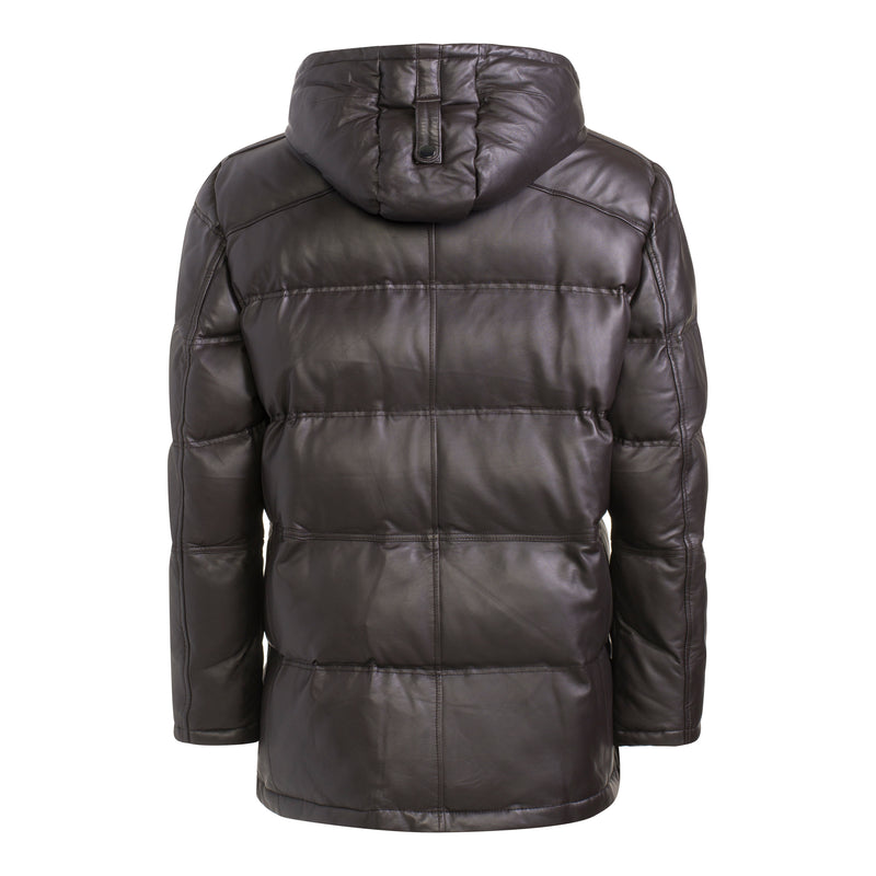 TYSON Men Hooded Leather Puffer Jacket – Wolfie Premium Outerwear