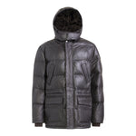BRION ARMONDO Men Hooded Leather Puffer Jacket