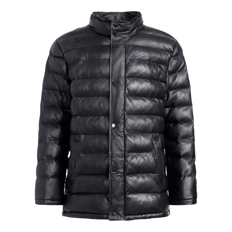 John Men’s Leather Puffer Jacket – Wolfie Premium Outerwear