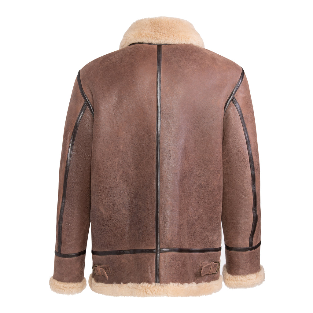 KENNY Men Classic Sheepskin B-3 Bomber Jacket