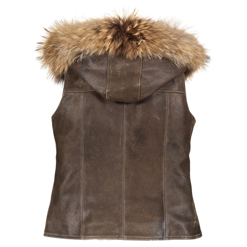ISABELLA Lamb leather vest with hood